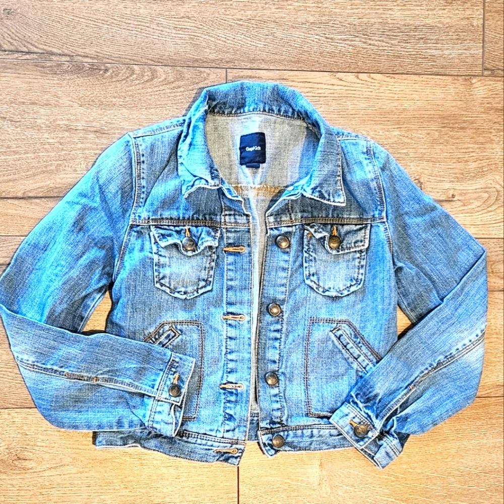 Lightly Worn- GAP KIDS - Jean Jacket, Button Front - Size Large Girls